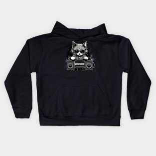 Groovy DJ Cat with Boombox Kids Hoodie